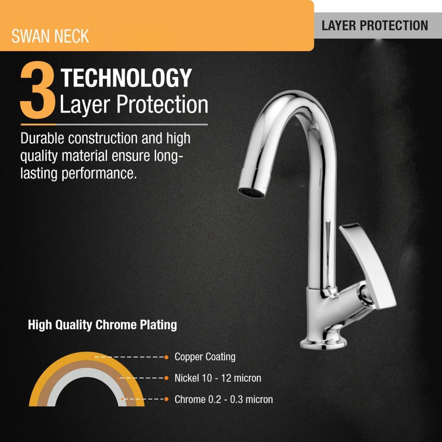 Swan Neck Tap for Wash Basin Tap, 360 Degree Hot and Cold Stainless Steel Tap for Kitchen Wash Basin | Sink tap for Kitchen Faucet (Swan Neck Tap, Pack of 1)