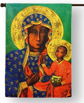 Catholic to the Max | Our Lady of Czestochowa Icon New Outdoor Seasonal House Flag | 28"x 40" Polyester