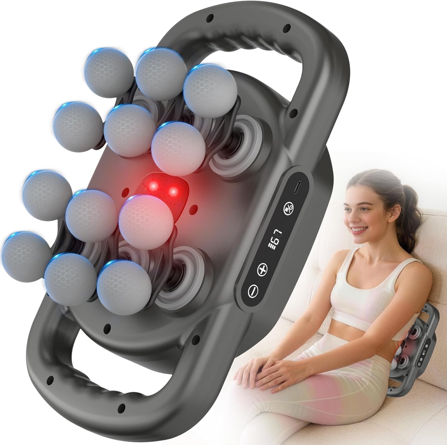 12 Head Massage Gun,Deep Tissue Percussion Massager with 9 Levels & 9 Modes,2600mAh Bttery Cordless Electric Muscle Massager Tool for Back/Shoulder/Hand/Leg/Foot Full Body Muscle Pain Relief