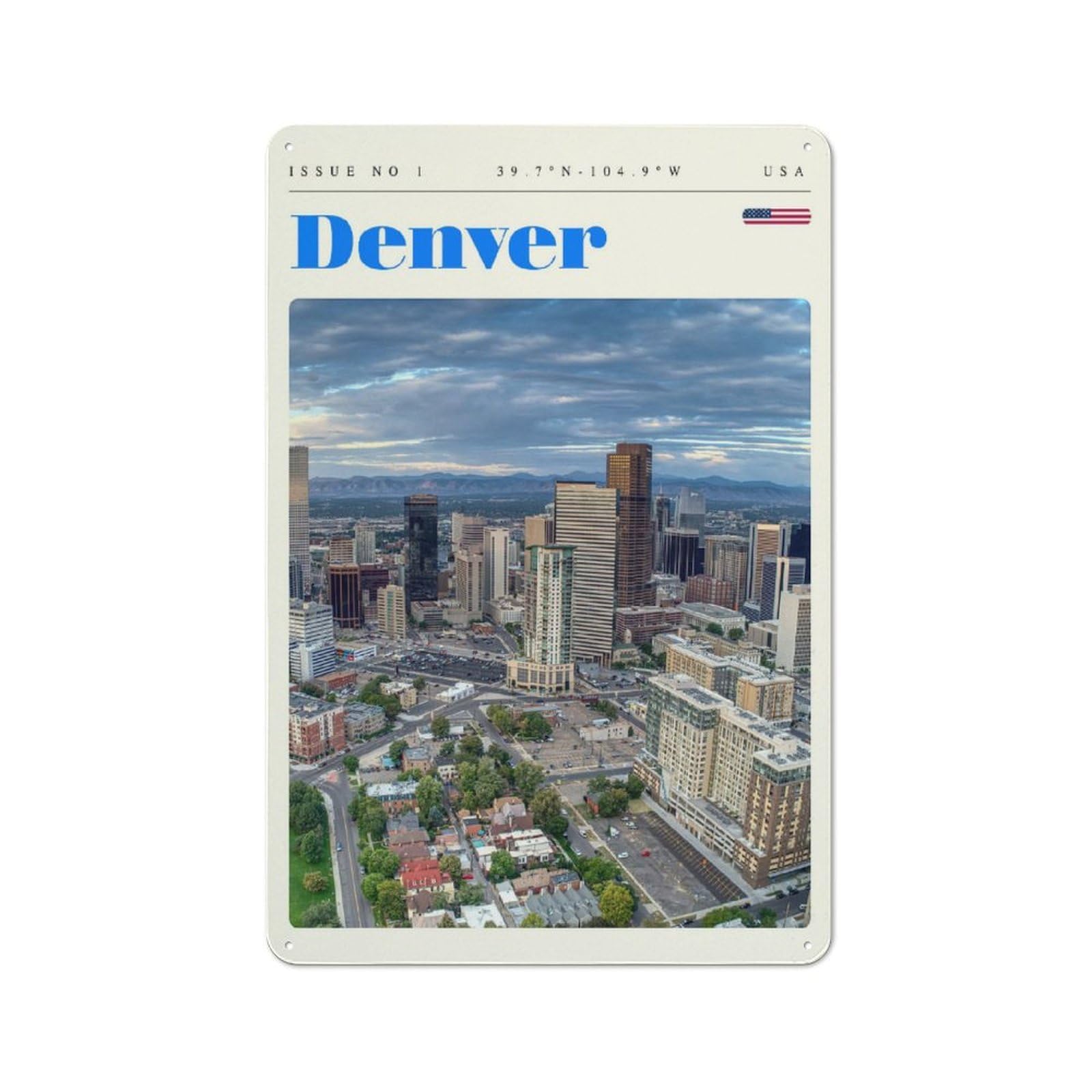 Denver Colorado Travel Art Printed Metal Sign 30x20cm for Guest Room Or Hallway, for Kitchen, Dining Room And Home Bar Wall Decor