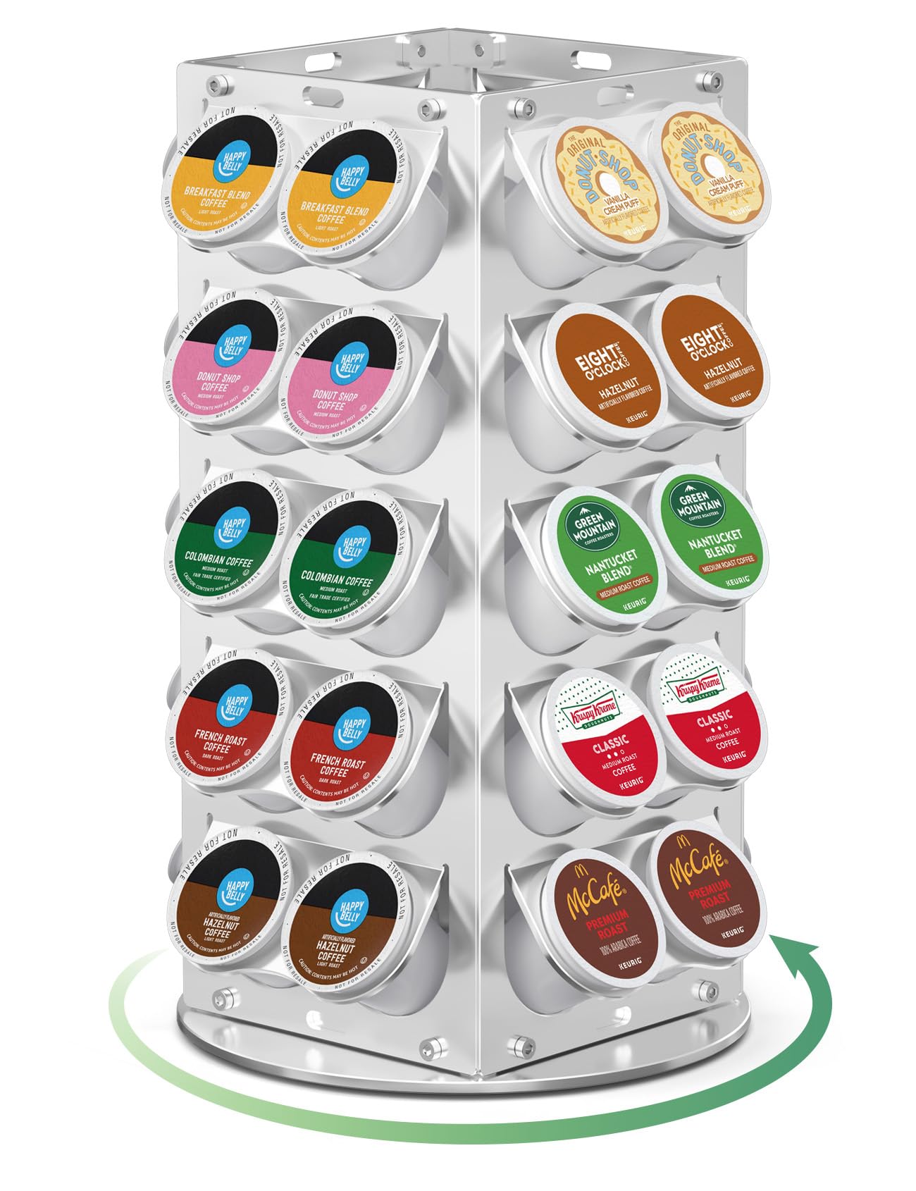 K Cup Holder-360° Rotating Aluminum 40 Pods, Rust Resistant, Silver
