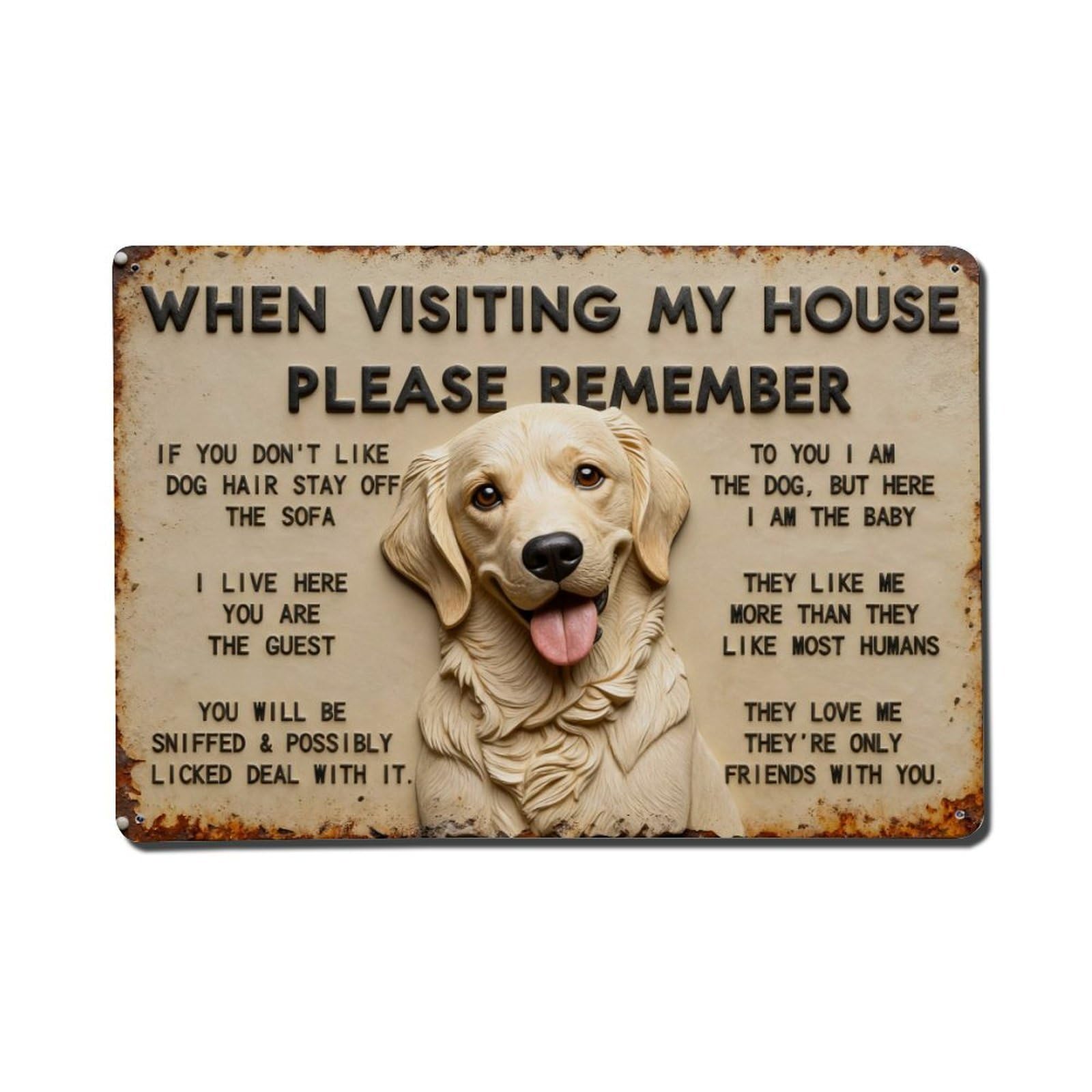 Dog Hair Guest Sniff Lick Metal Tin Sign Plaque