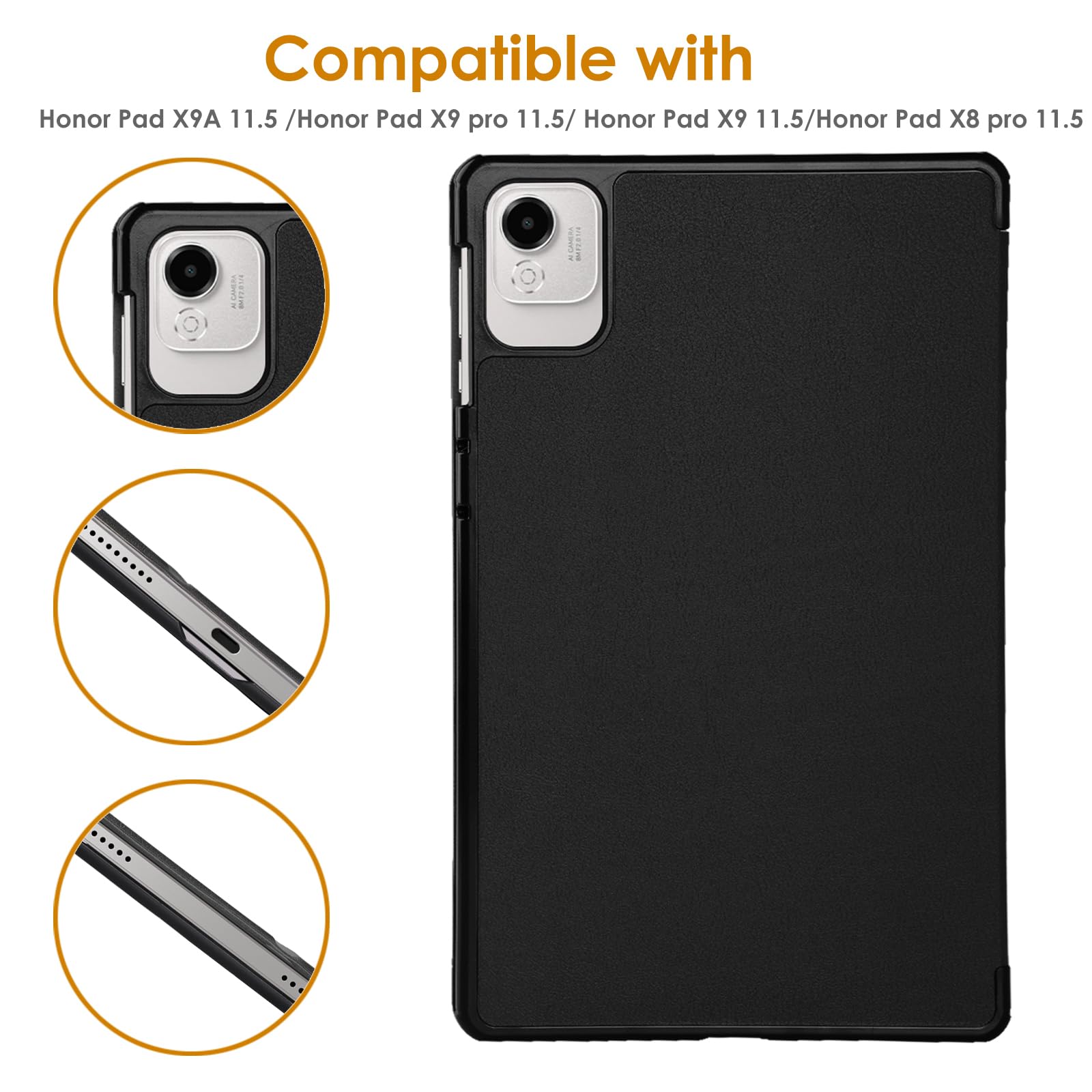 ProCase Smart Case For HONOR Pad X9 11.5", Slim Cover Stand Hard Shell Case For HONOR Pad X9 11.5 Inch –Black - View #9