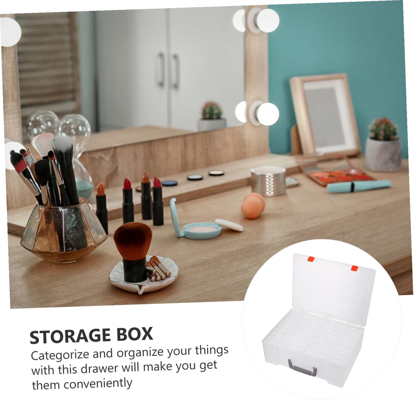 SHINEOFI Boîte de Rangement Photos Transparente Multifonction avec Compartiments Poignée Pliable pour Organisation Facile et Classification pour Maison et Bureau