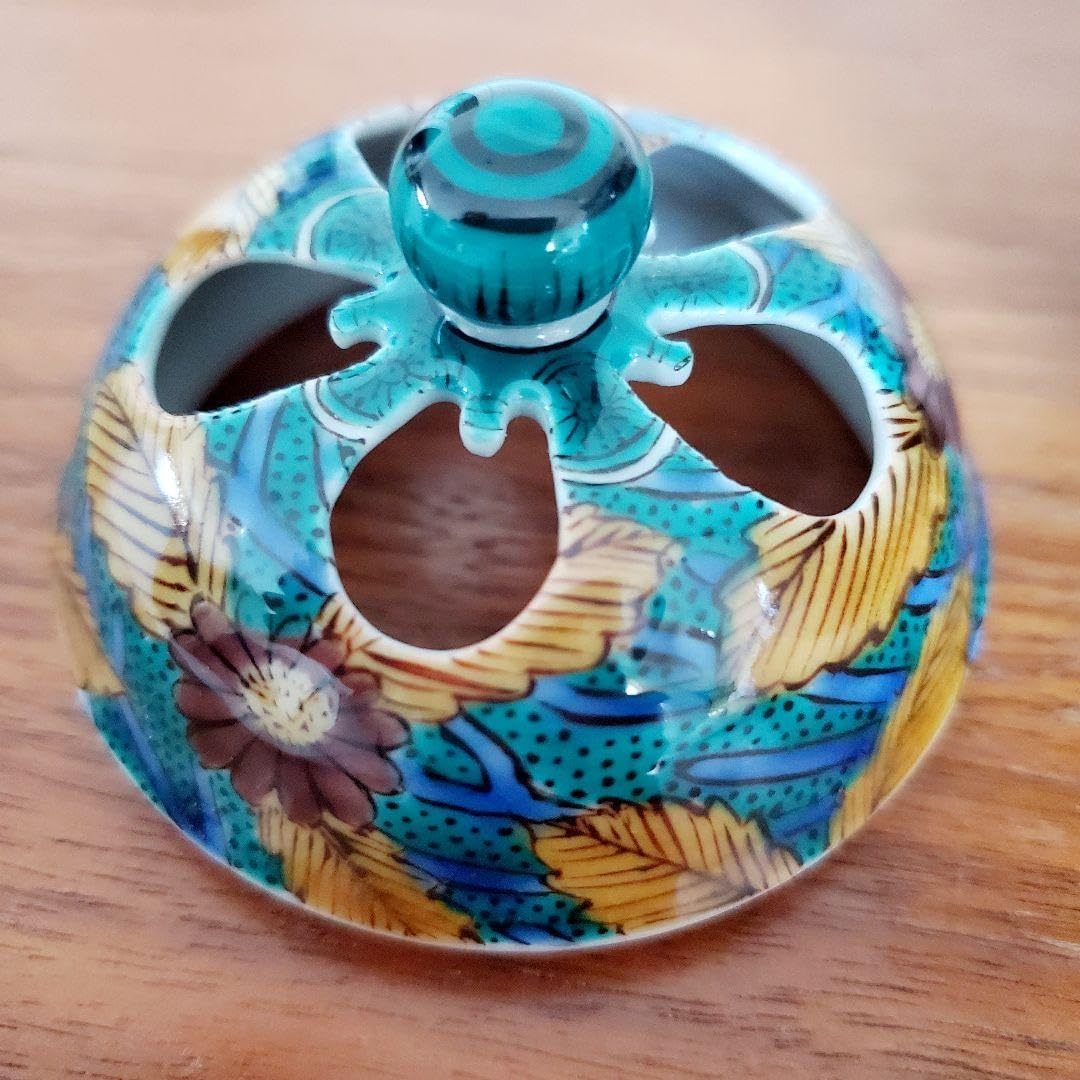 【新品未使用品】香炉　お香入れ　三代為吉 しゅう様専用 】 九谷焼 三代為吉 三ツ井為吉 香炉 色絵花鳥 特注品