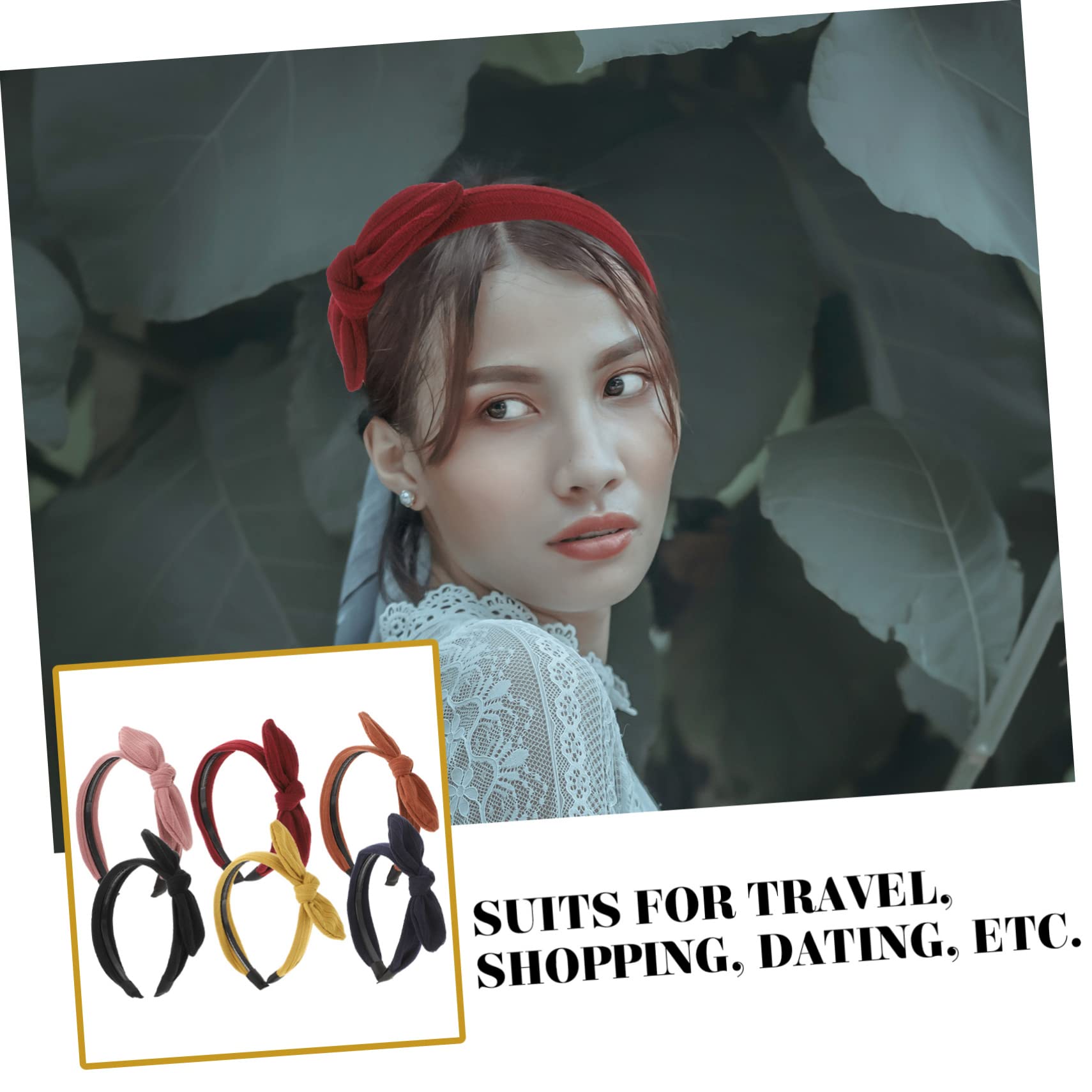 DOITOOL 6pezzi Fasce Larghe Con Fiocco Per Donne Cerchietti Eleganti e Regolabili Vari Colori Per Ogni Occasione Perfetti Per Party Shopping e Viaggi