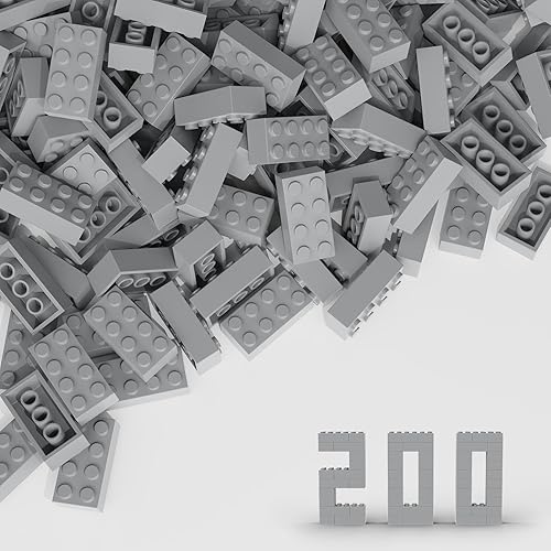 Miniatura 8 de Bloque clásico de ladrillos a granel de 2 x 4, 100 piezas de ladrillo de construcción azul claro, compatible con piezas y piezas de Lego 3001, juego