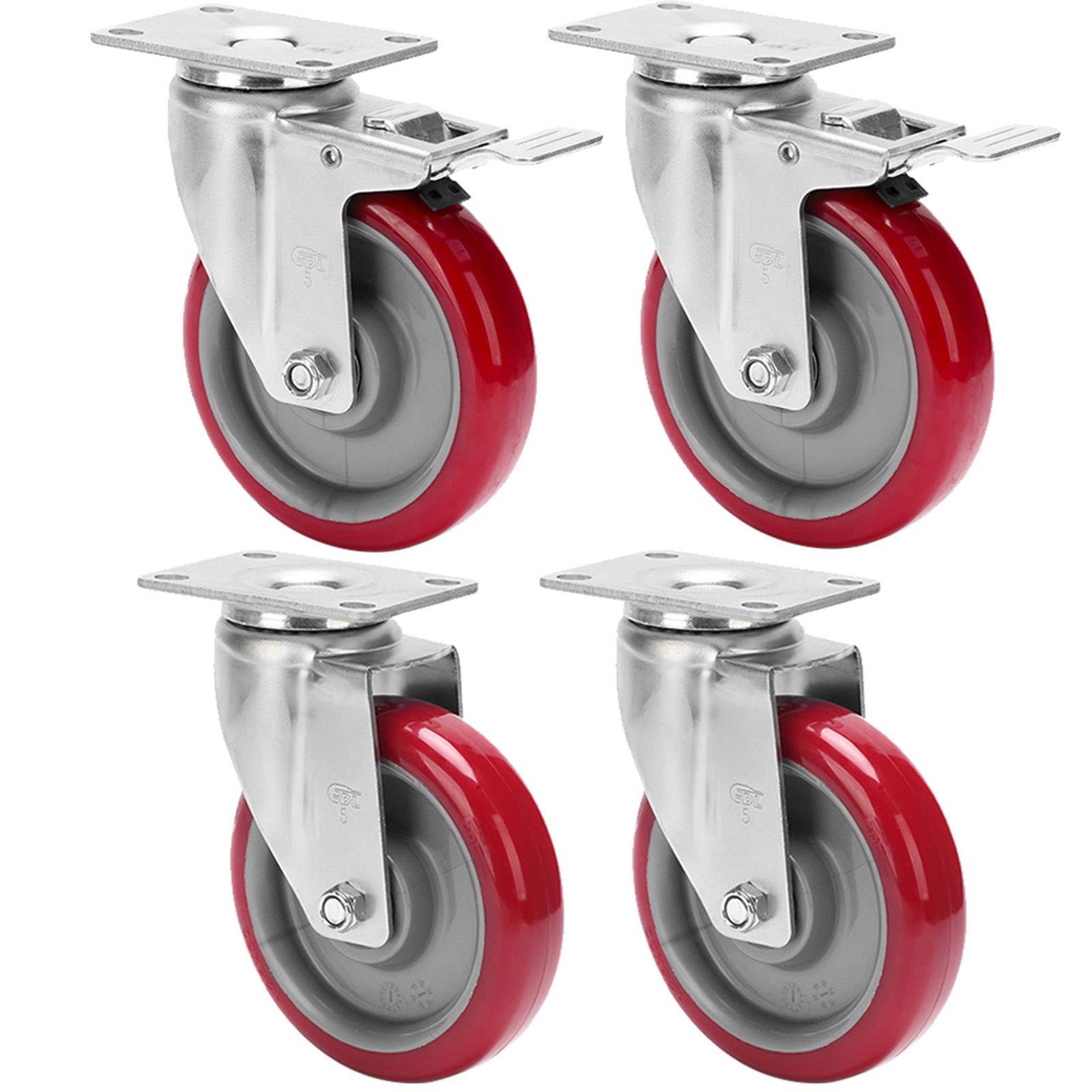 Roues en polyuréthane rouge anti-trace pour déplacer les charges lourdes sans effort