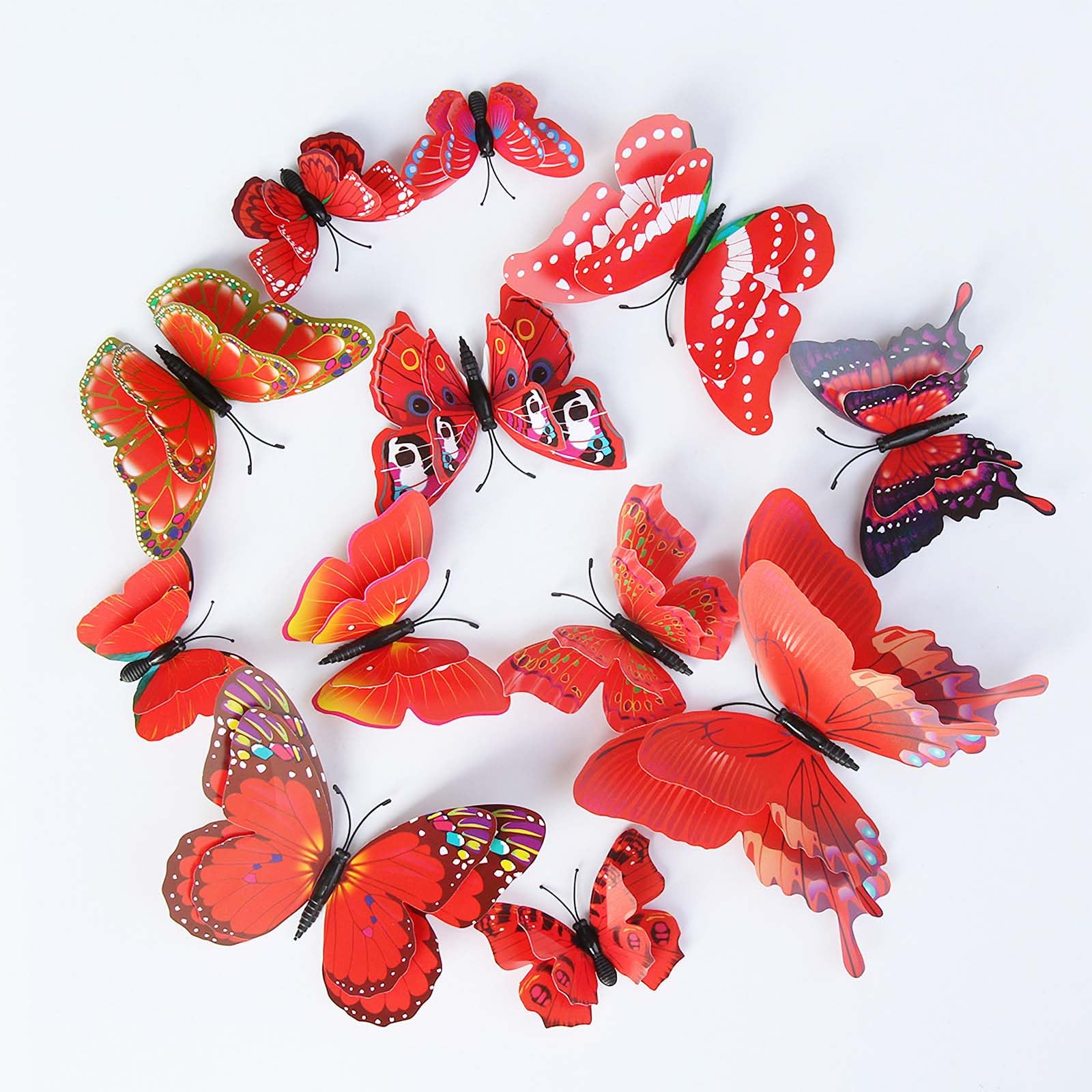 OPSEAM Butterfly Wall Decor 72 PCS, 3D Butterflies Stickers for Party Decorations with Magnets (Red, 72)