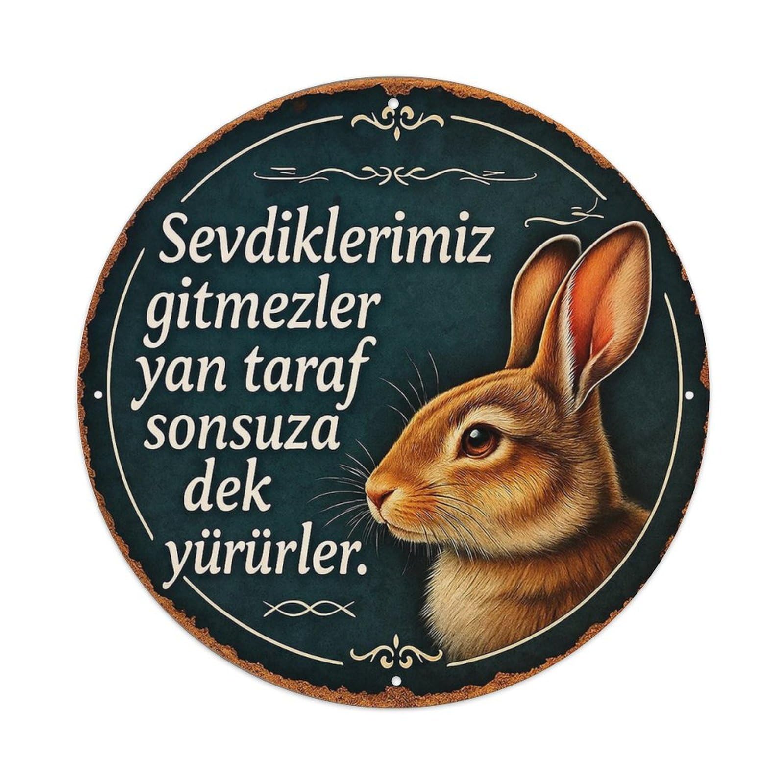 Rabbit With Turkish Quote Design Tin Sign Metal Poster Vintage Metal Signs for Home Man Cave Bar Cafe Kitchen laundry room Wall Decorations 8x8 inches