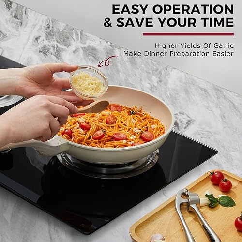 Miniatura 3 de Kitessensu Prensa de ajo de alta eficacia con tachuelas, picadora de ajo resistente, fácil de exprimir y limpiar, a prueba de óxido y apta