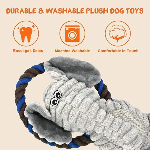 Miniatura 3 de Juguetes para perros, juguetes chirriantes para perros, paquete de 2, juguetes para perros grandes, juguetes masticables para cachorros, juguetes de