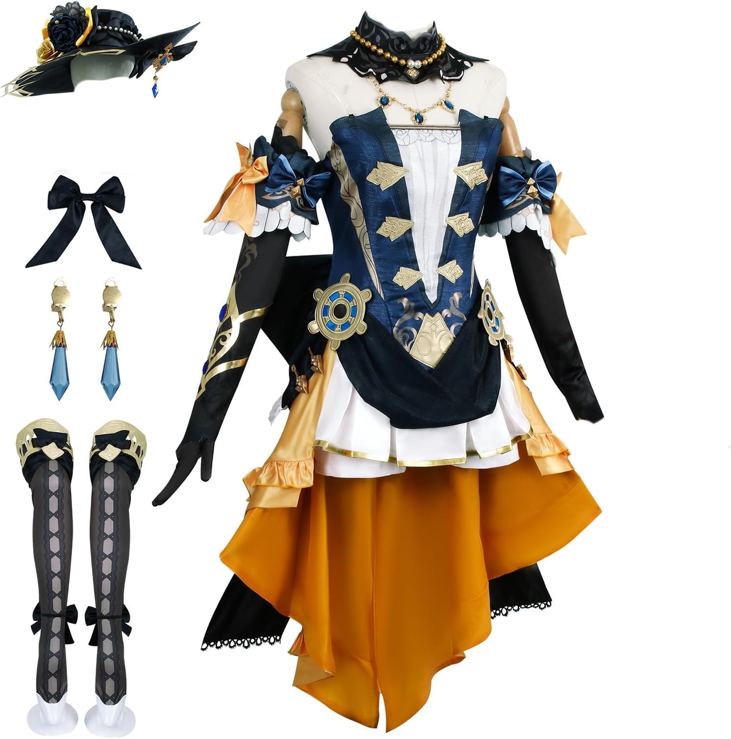 AwwwCos Cosplay Costume Dress Full Set with Hat for Women Suit Halloween Carnival Outfit