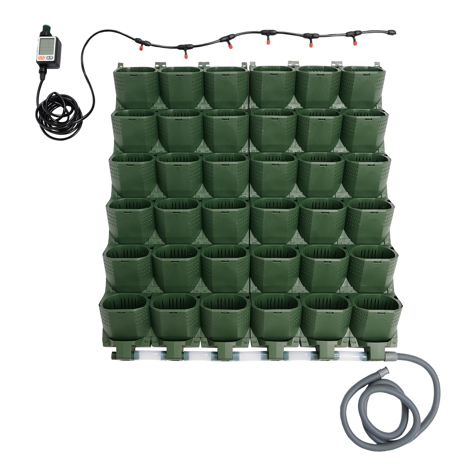 Confezione Da 36 Vasi Da Parete Per Piante, Sistema Di Irrigazione Automatica, Supporto Per Vasi Sospesi, Uso Interno Ed Esterno, Colore Verde, Dimensione 100*118,5 Cm