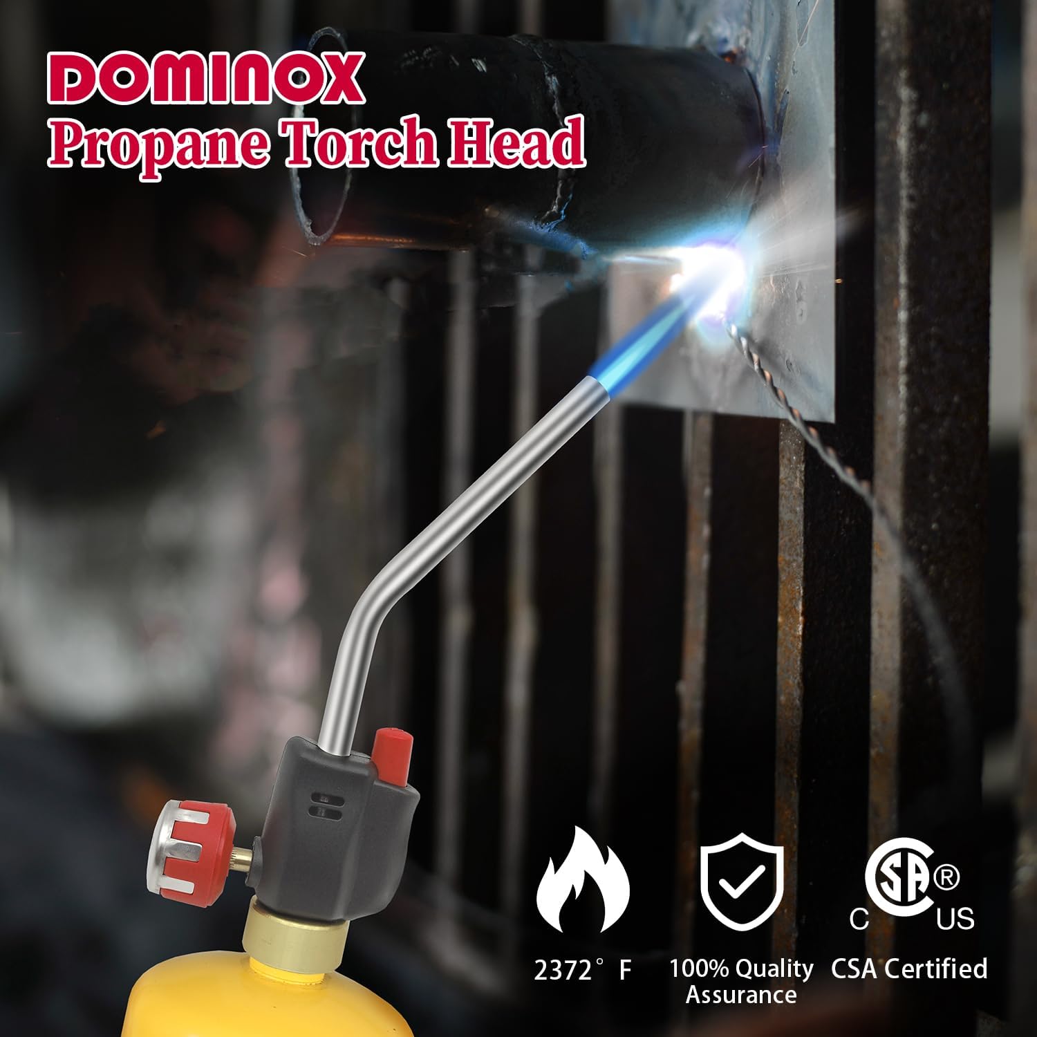 DOMINOX Trigger Start Propane Torch Head, High Intensity Propane Torch Head with Igniter, Map Gas Torch Head for Cooking, Welding, Searing and Brazing