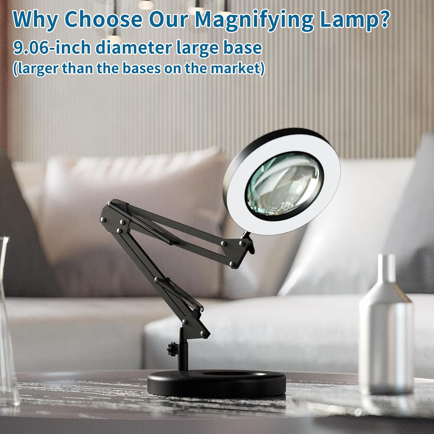 HITTI 12X Magnifying Glass with Light Hands Free, 2026 Upgrade Stepless Dimming Desk Lamp & Clamp, 2-in-1 LED Lighted Magnifier Stand for Craft Reading Fly Tying(12X Online Switch Ring Base & Clamp)