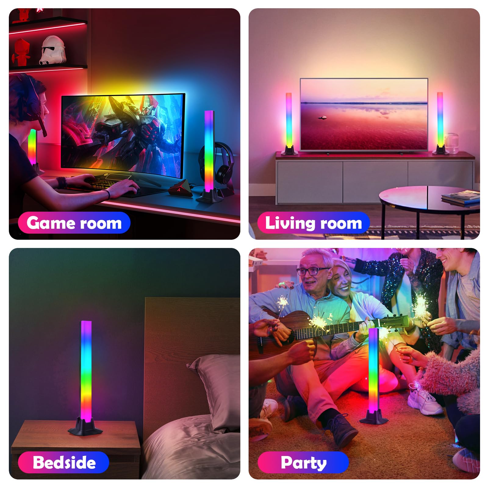 Smart LED Light Bars, Led TV Retroilluminazione Intelligente, Lampada RGB Torre di Illuminazione, Intelligente Arcobaleno con APP e Telecomando per PC, TV, Sala Giochi e Case Copmuter (32CM180°)