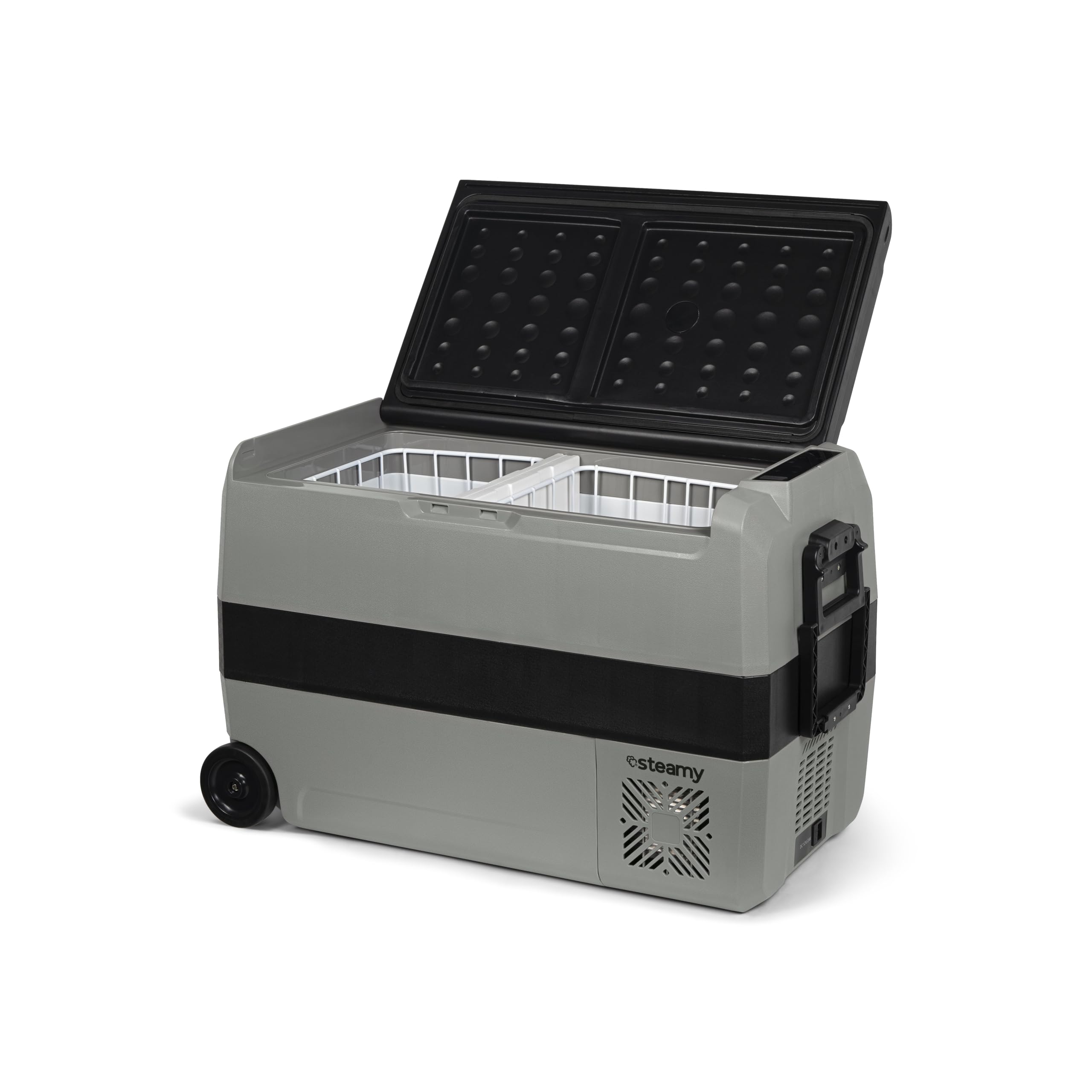 Steamy-E Dual Zone 50 Roller, Glacière à compresseur électrique avec roulettes, 44 litres, 12 V/230 V, pour Refroidir et Congeler, idéale pour Le Camping