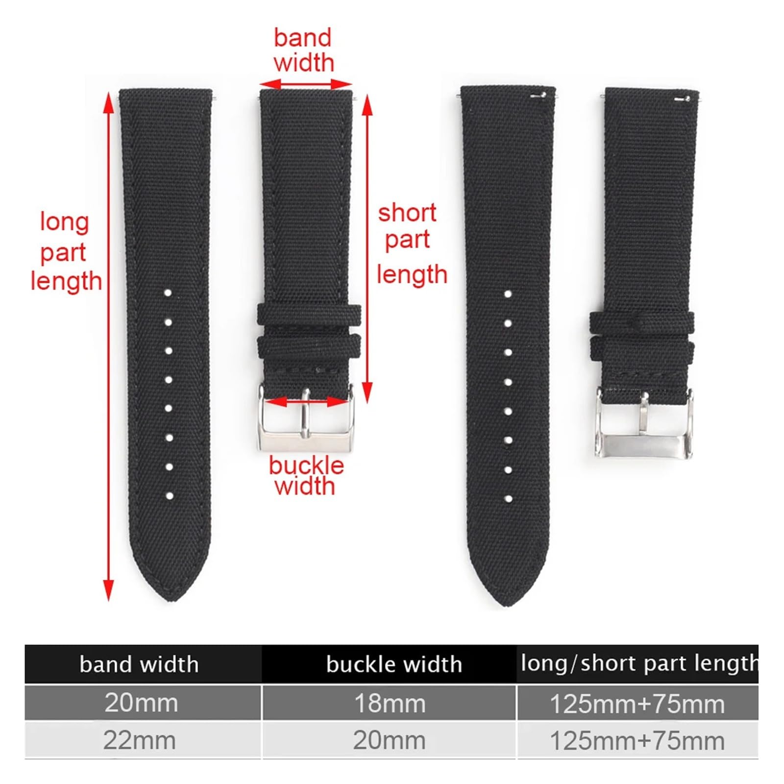 Générique NASUNJIA Bracelet De Montre En Toile Voile Imperméable Qualité Supérieure, 18 Mm, 19, 20, 21, 22, 24, Sport Nylon À Dégagement Rapide For Homme
