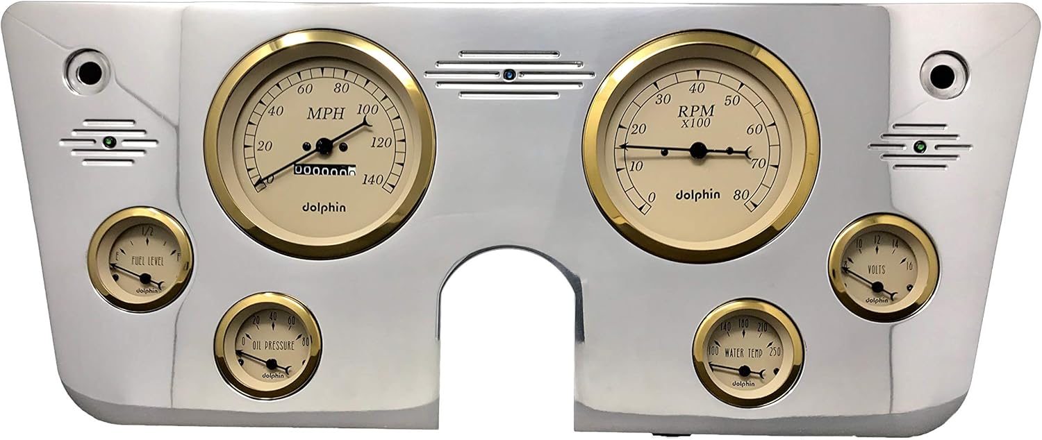 1967 1968 1969 1970 1971 1972 Chevy Truck (6) Gauge 5" Dash Cluster Panel Set Mechanical Gold