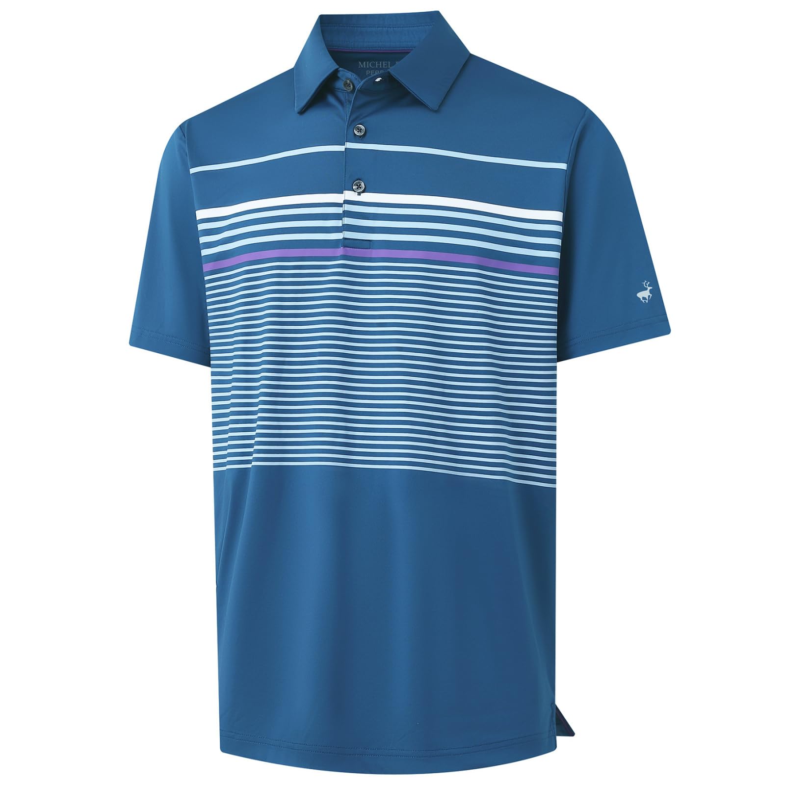 Rouen Mens Polo Shirts Short Sleeve Dry Fit Lightweight Performance Casual Athletic Striped Print Golf Shirts for Men