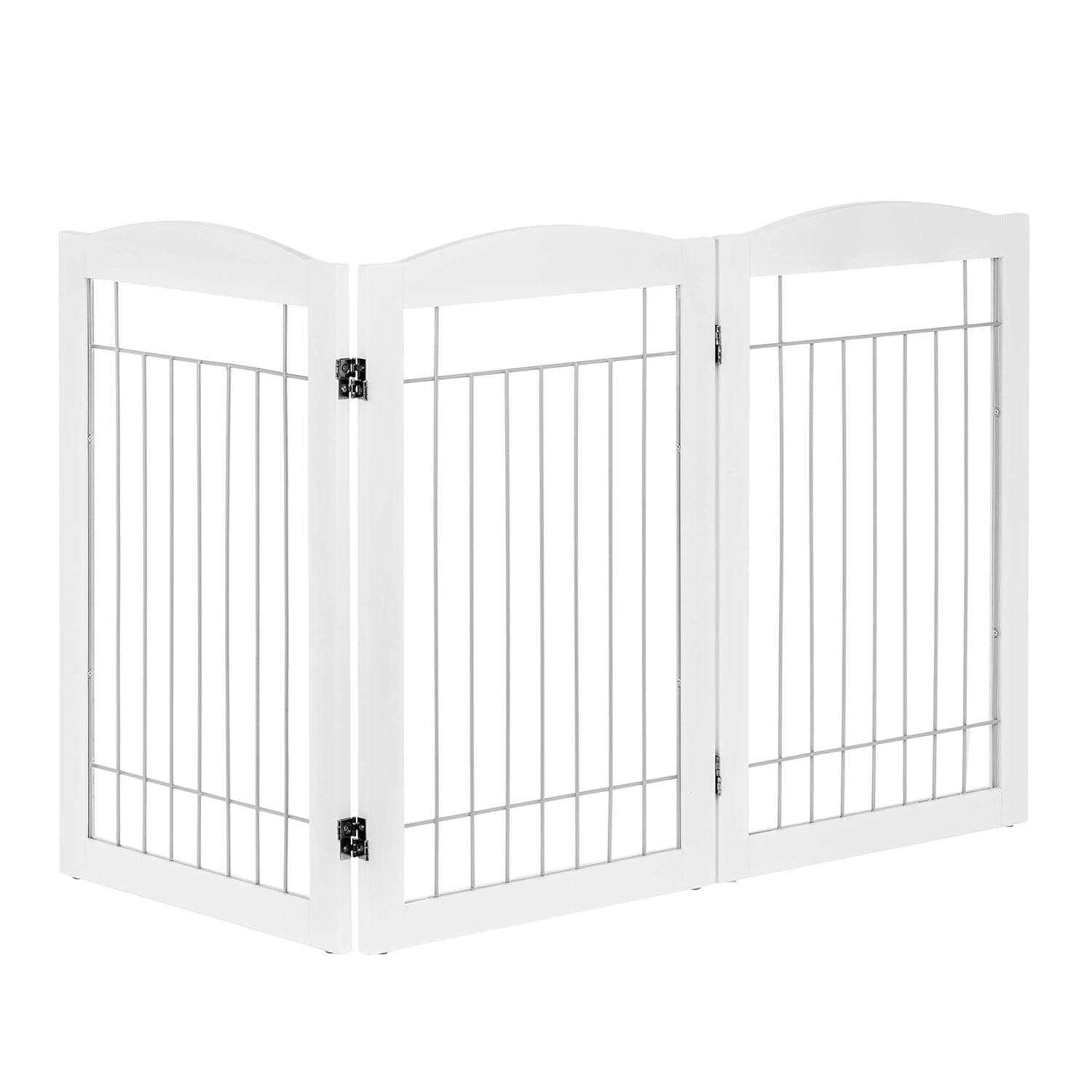 Crazy Clearance Spirich Freestanding Wire Pet Gate for Dogs, 60 inches Extra Wide, 30 inches Tall Dog Gate for The Houes, Doorway, Stairs, Pet Puppy Safety Fence, White with Sliver Wire- 3 Panels(NO Included FEET) Best Cyber Deals 🔥 Spirich Freestanding Wire Pet Gate for Dogs, 60 inches Extra Wide, 30 inches Tall Dog Gate for The Houes, Doorway, Stairs, Pet Puppy Safety Fence, White with Sliver Wire- 3 Panels(NO Included FEET)