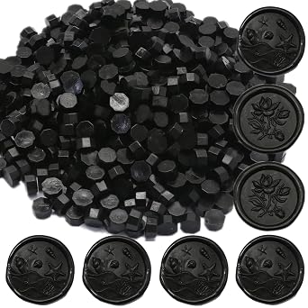 Black Wax Seal Beads, 400Pcs Sealing Wax Beads, Octagon Wax Sealing Beads, Black Sealing Wax Beads Set for Wax Seal Stamp, Gift Wrapping, Letter Sealing Black