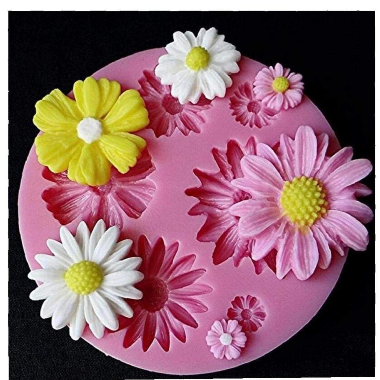 Ruluti 1Pc Flower Cake Fondant Silicone Molds, Flower Mold For Jelly Sugar Candy Chocolate Fondant Cake Decoration