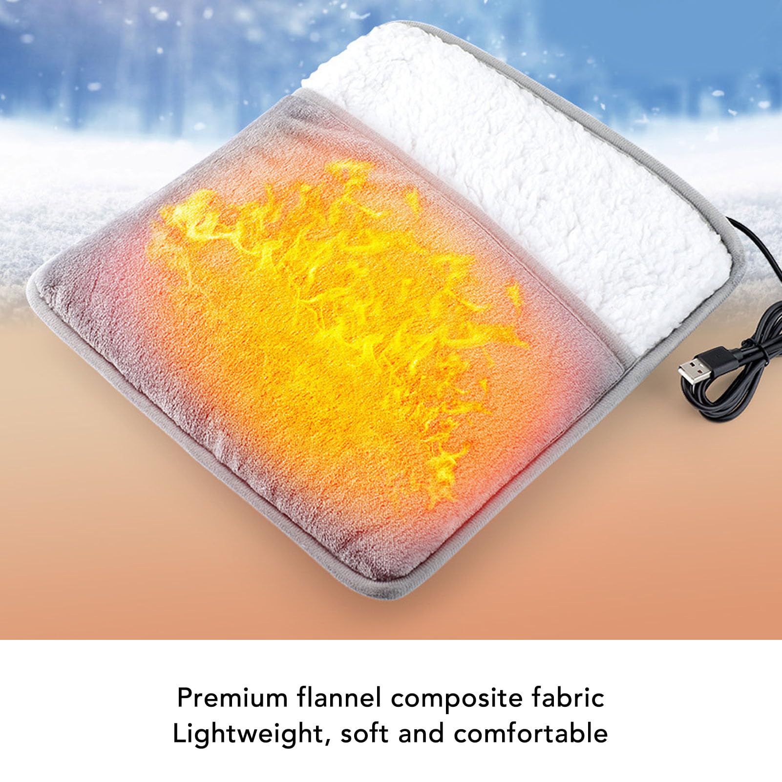 Pieds électriques Chauffage de Chauffage Gris USB Rapide Flannel Flannel Foot Plus pour la Famille Home, Matériau Confortable