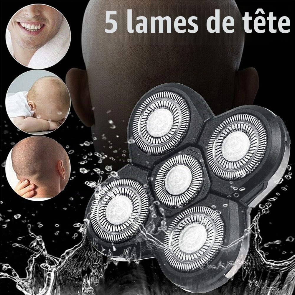 5 Tête Rasoir De Remplacement Pratique pour Rasoir électrique Rasage Outil Chauve(Or,Vendu 2)