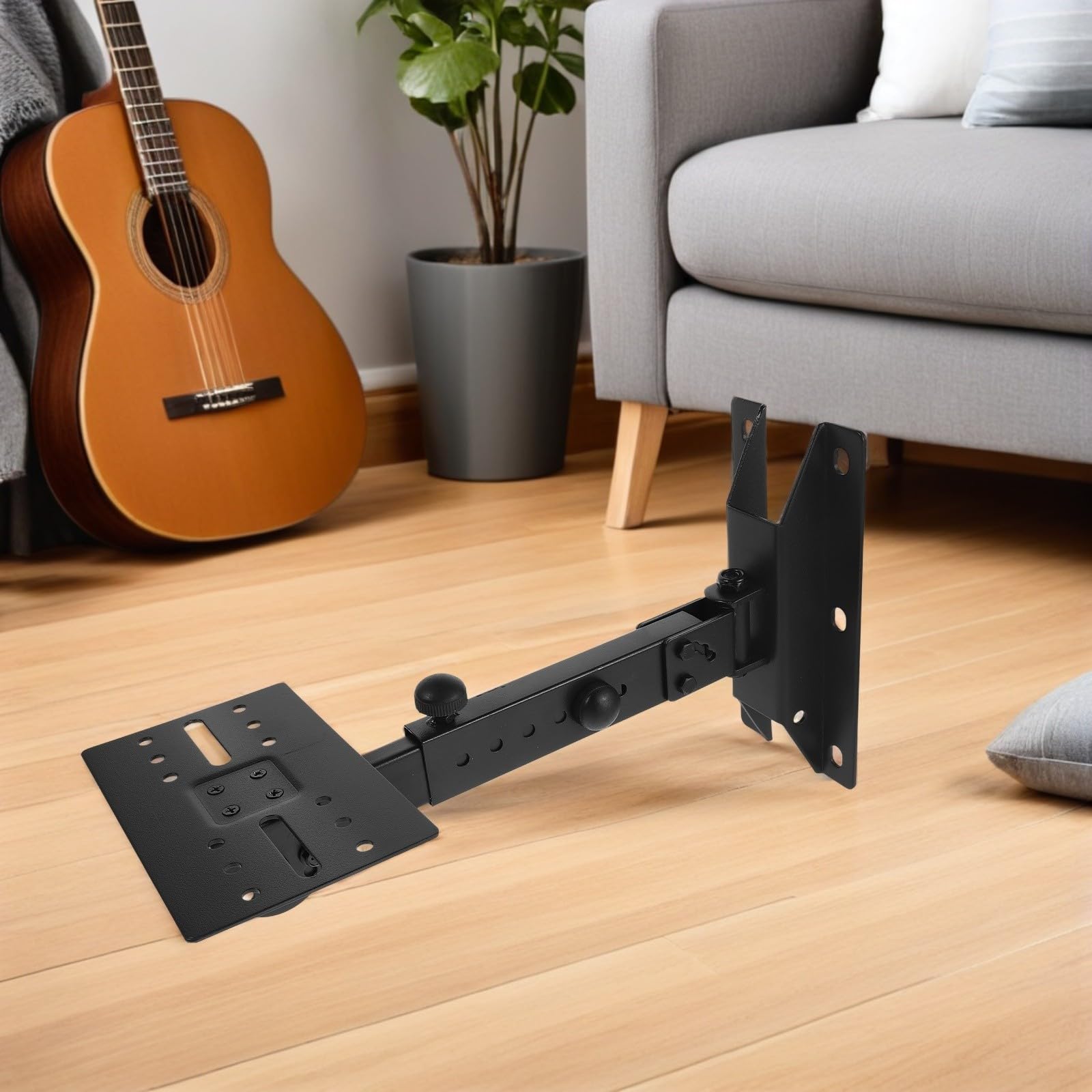 VICASKY Support Mural Réglable en Métal Noir pour Haut-parleurs et Enceintes Ktv, Stabilité Renforcée et Compatibilité Polyvalente pour Divertissement à Domicile et Réunions