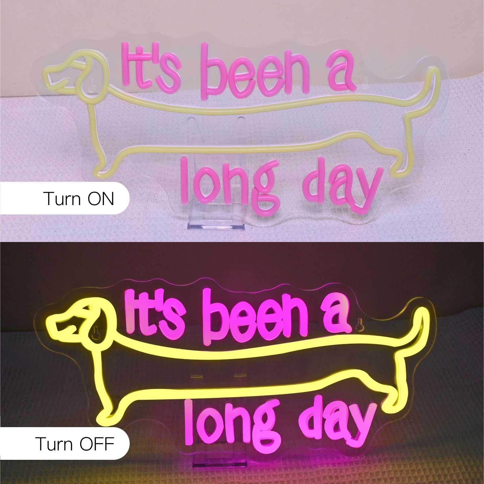 It's been a long day Dachshund Neon Led, Bassotto Scritte Neon Decorazione da Parete, Insegne Luminose Adatto per Camera da Letto, Soggiorno, Cameretta dei Bambini, Festa di Intrattenimento