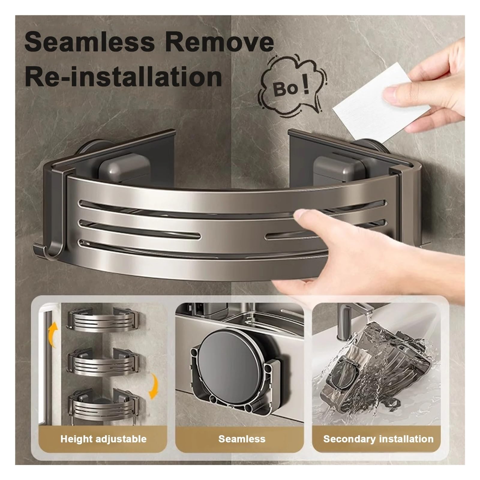 Generisch Graues Aluminium-Duschregal mit Saugnapf