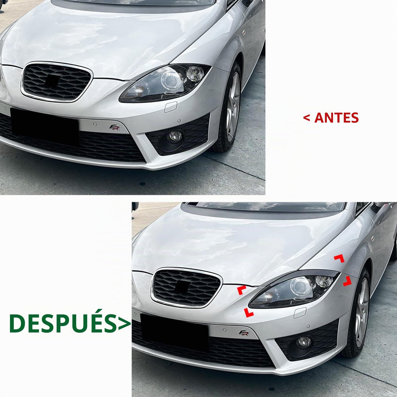 Protección de faros delanteros para Seat León MK2 2005-2012 Negro