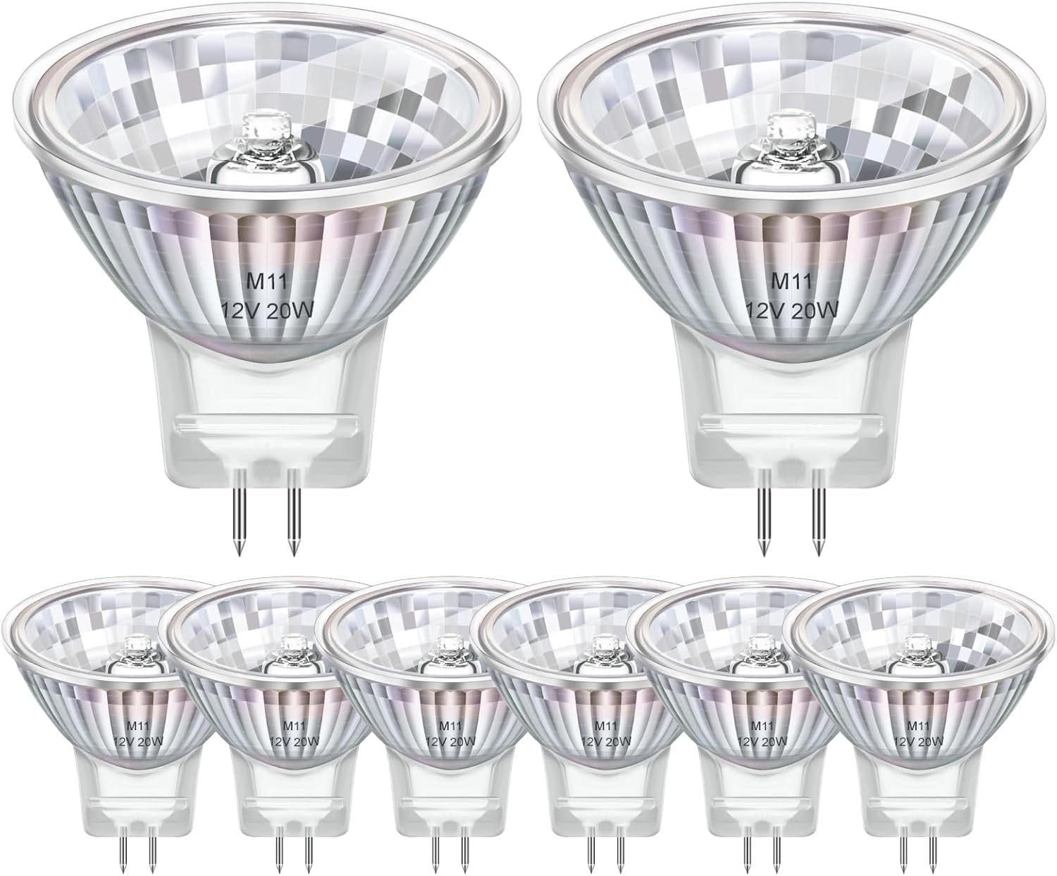 8er Pack MR11 GU4 Halogen 12V 20W Halogenstrahler, MR11 Leuchtmittel Dimmbar 2700K Warmweiß 240LM Lange Lebensdauer GU4 Halogen für Landschaftsbeleuchtung, Schienenbeleuchtung, Einbaubeleuchtung