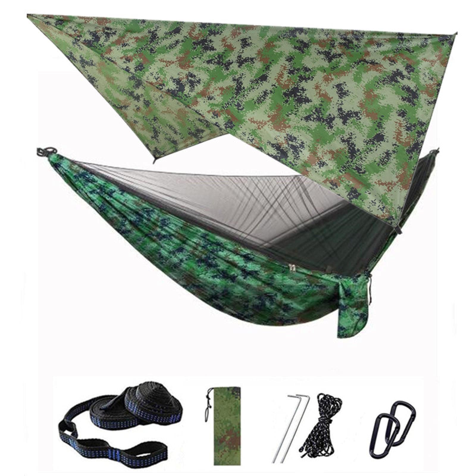 Siatka do hamaka kempingowego i hamaka, przenośny nylon na piesze wędrówki, kemping, przetrwanie, podróż, kamuflaż