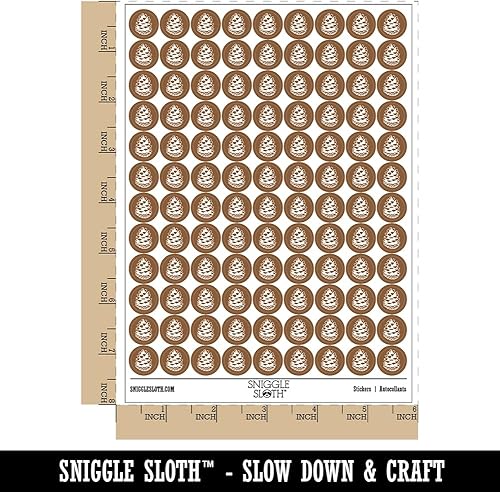 Miniatura 2 de Paquete de calcomanías redondas de piña, acabado mate, tamaño de 0.50 pulgadas, color marrón