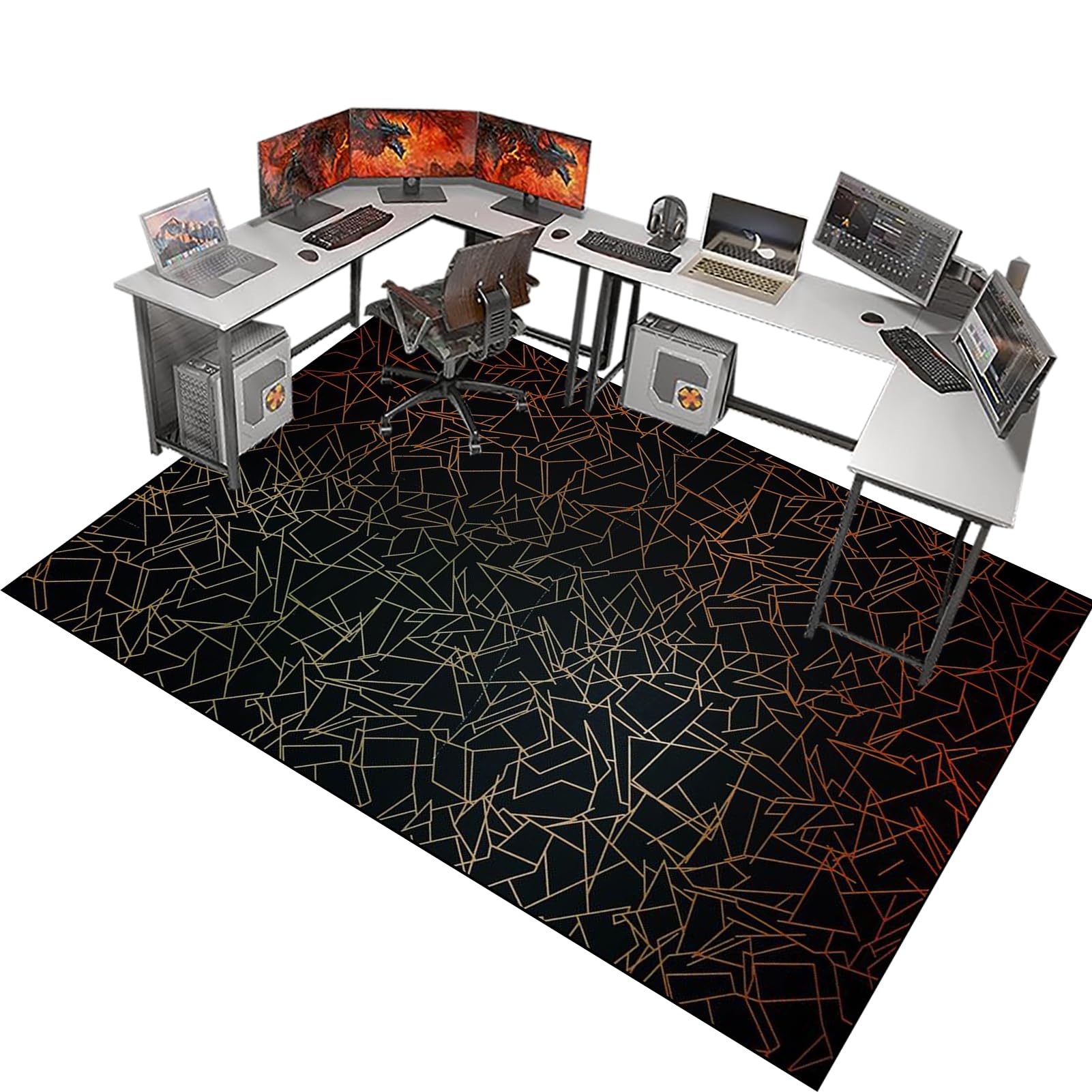 Fzamudng Office Chair Mats for Carpeted Floor, Carpet Protector Chair Mat, Gaming Chair Mat for Hardwood Floors Carpet Wooden Floors Non-slip Floor Protector, Desk Chair Mat for Carpet 60 x 90 cm