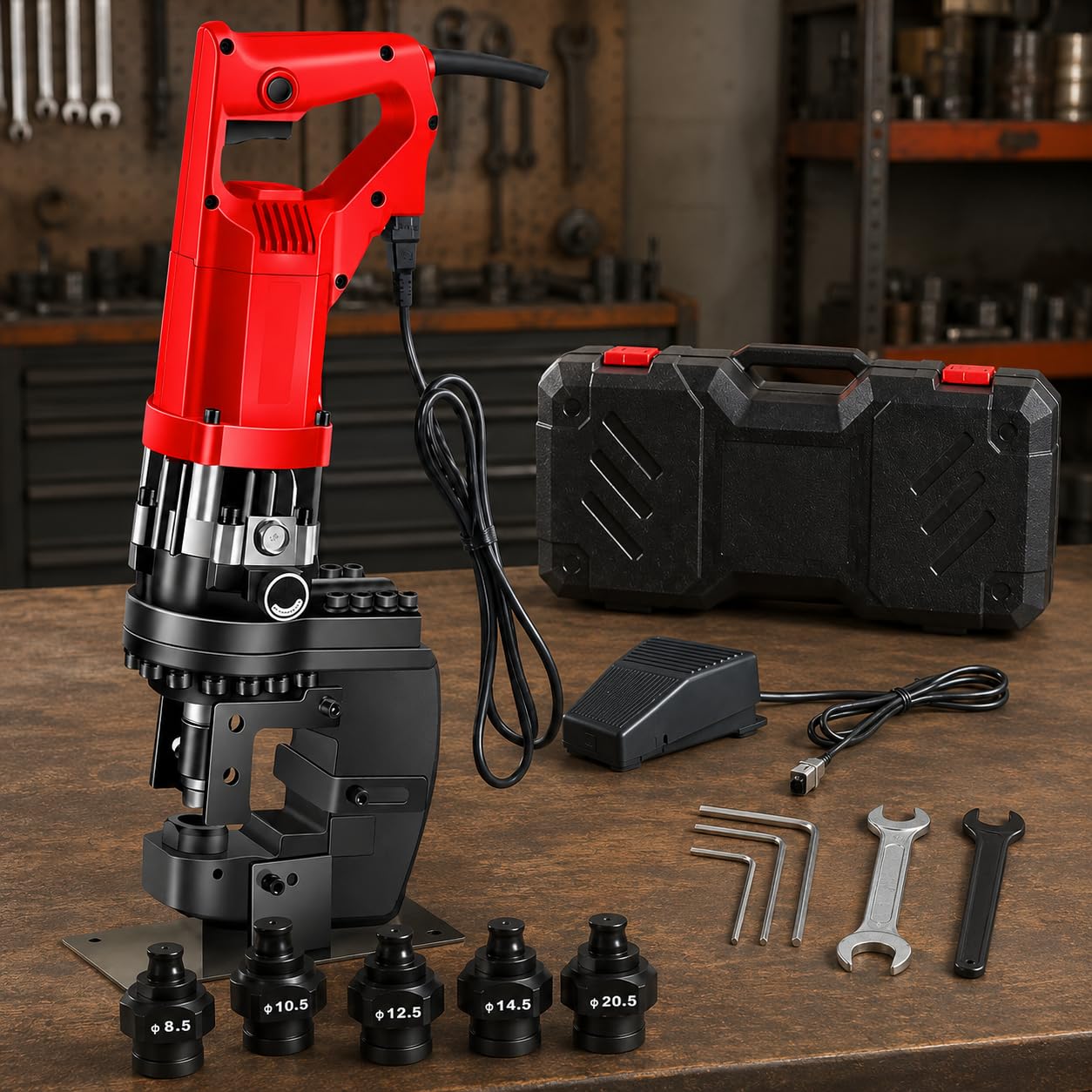 Elektryczny dziurkacz hydrauliczny 8,5-20,5 mm z 5 matrycami