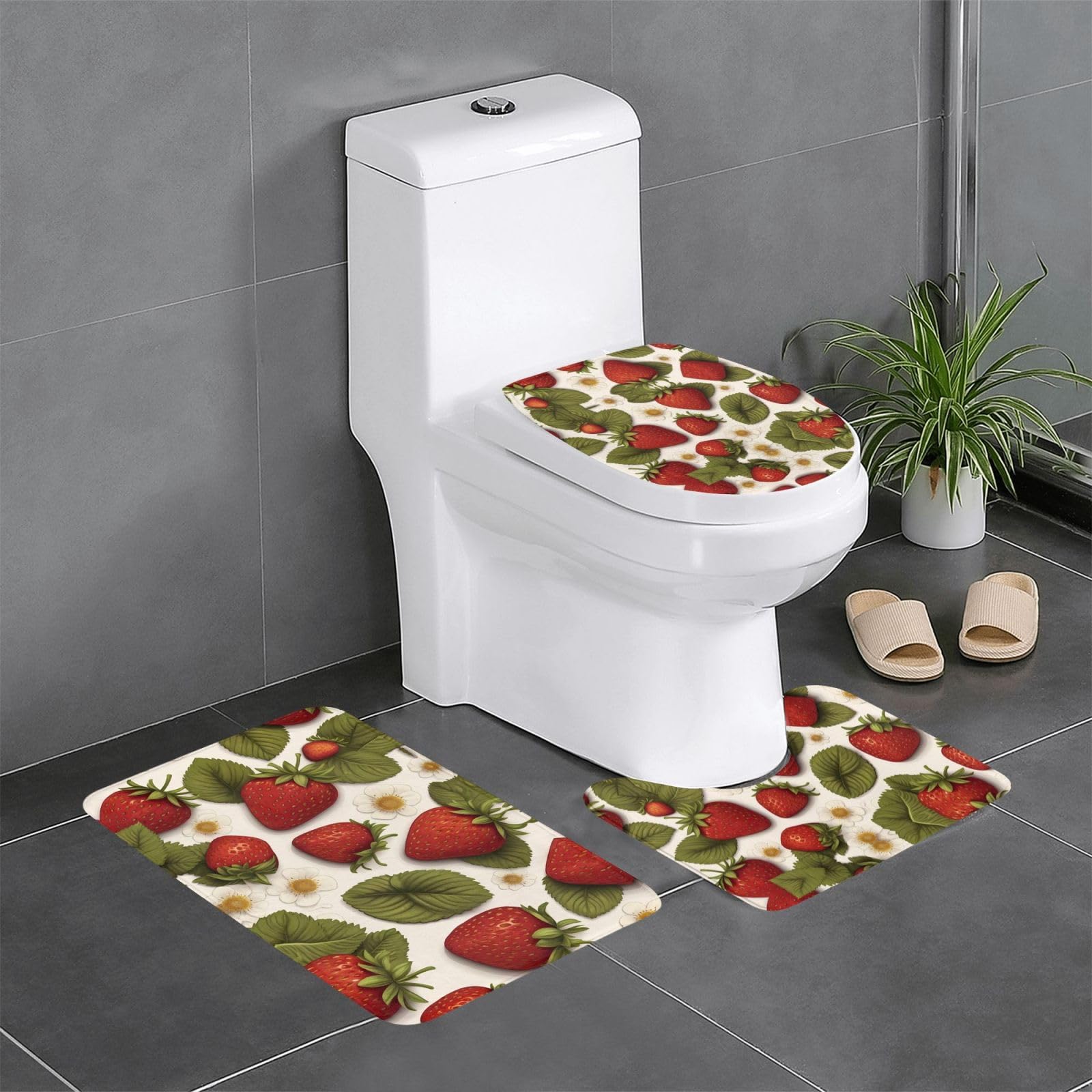Tapis de douche en flanelle HJFCZH fraise pour réveiller votre salle de bain