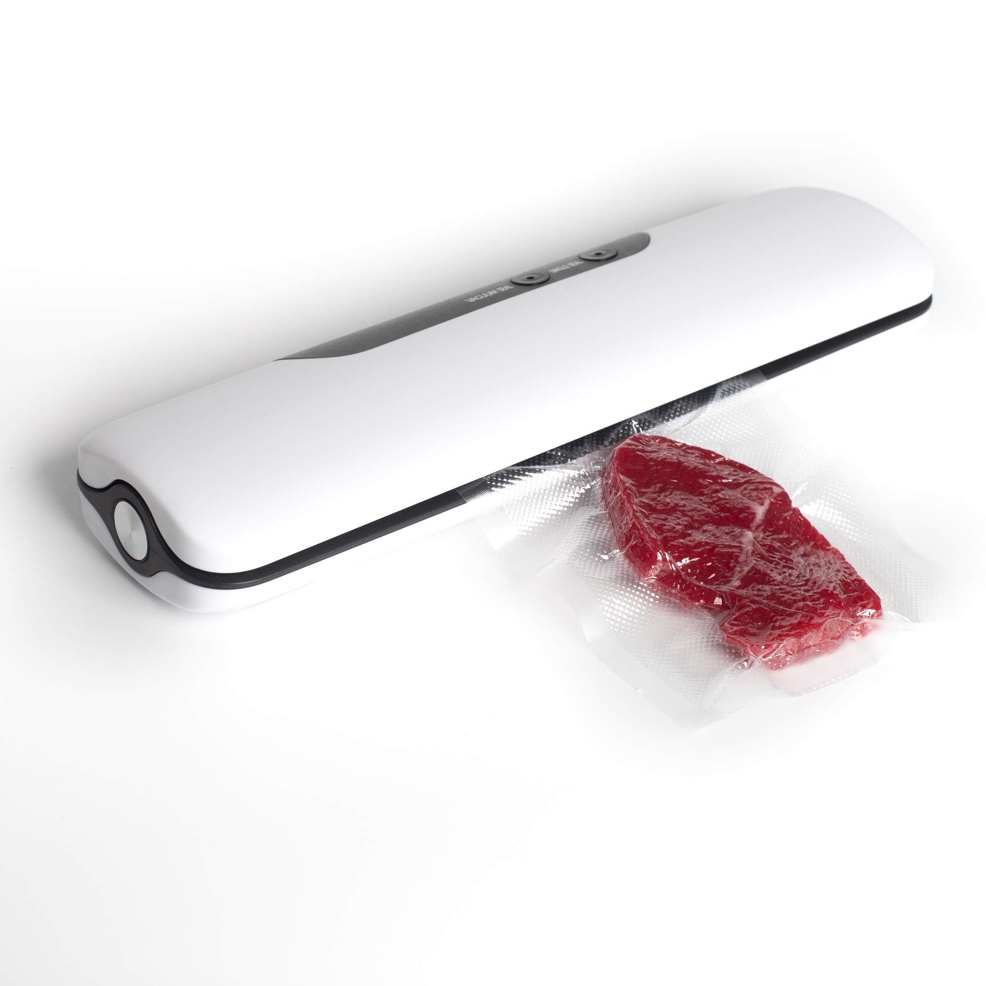 MejorChoy Vacuum Sealer Machine 130W Automatic Vacuum Food Sealer for Food Saver, Dry and Moist Food Modes, Sealing Bags Included, White