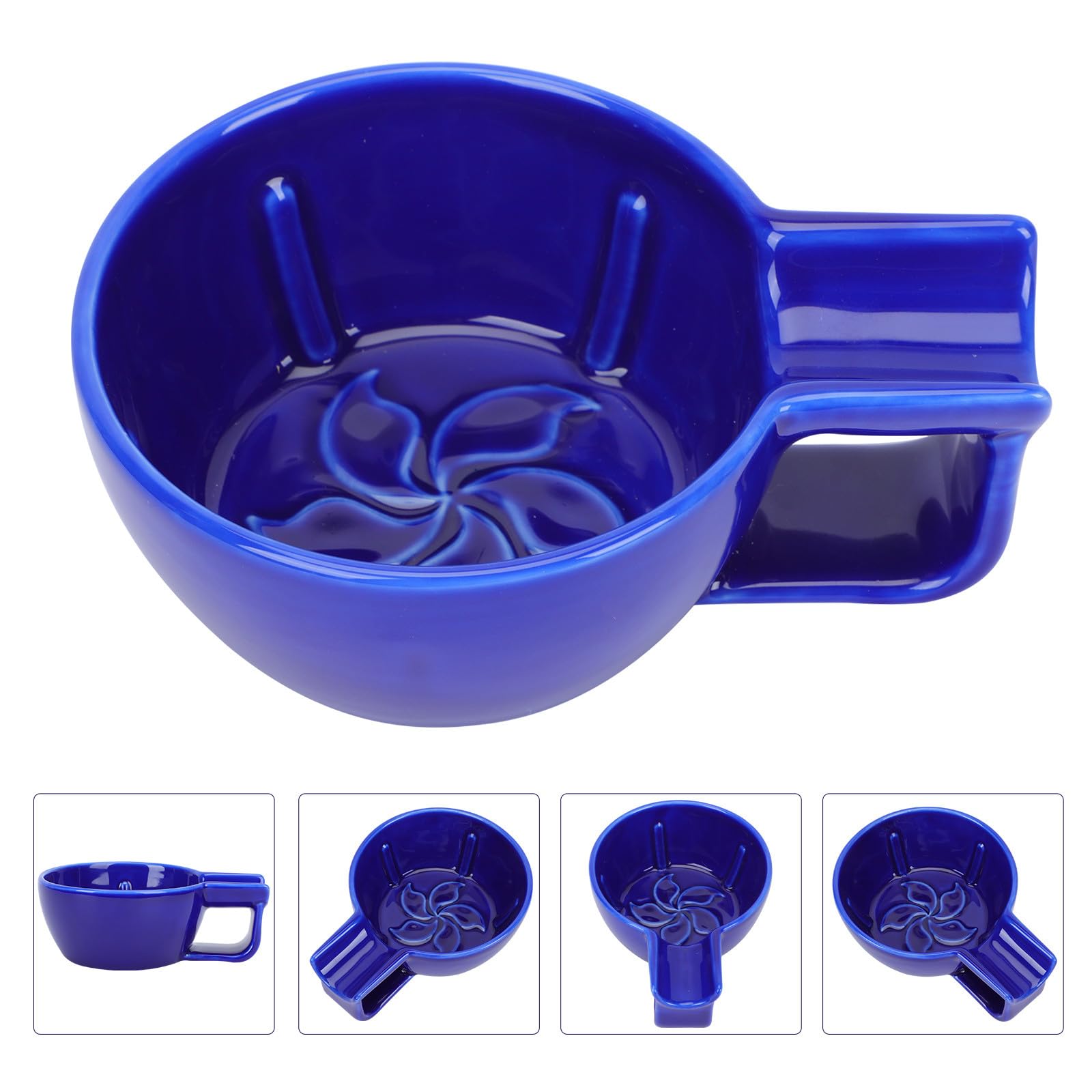 Ciotola da Barba in Ceramica Blu per Uomo, Contenitore Ergonomico per Schiuma da Barba Resistente, Accessorio per Rasatura Domestica e Regalo
