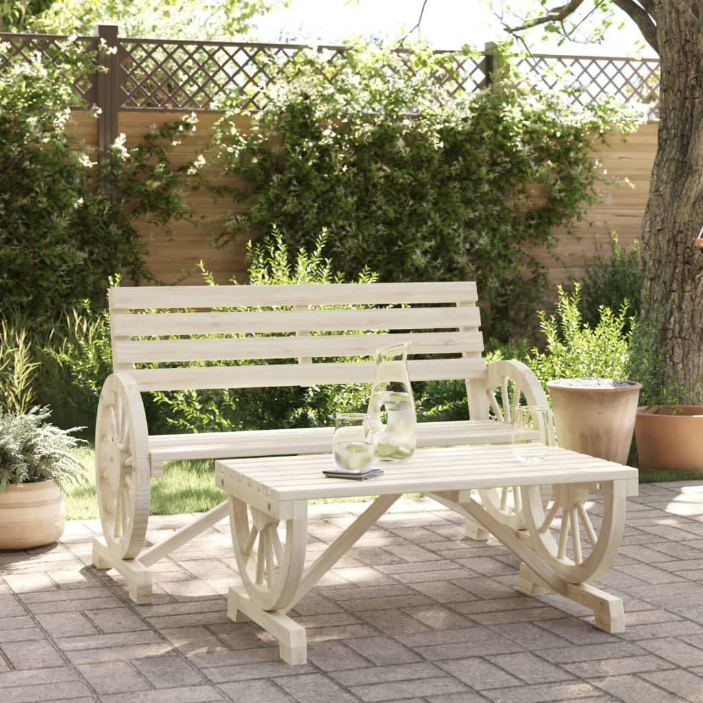 Salon de jardin en bois de sapin avec fauteuil ergonomique dossier confortable