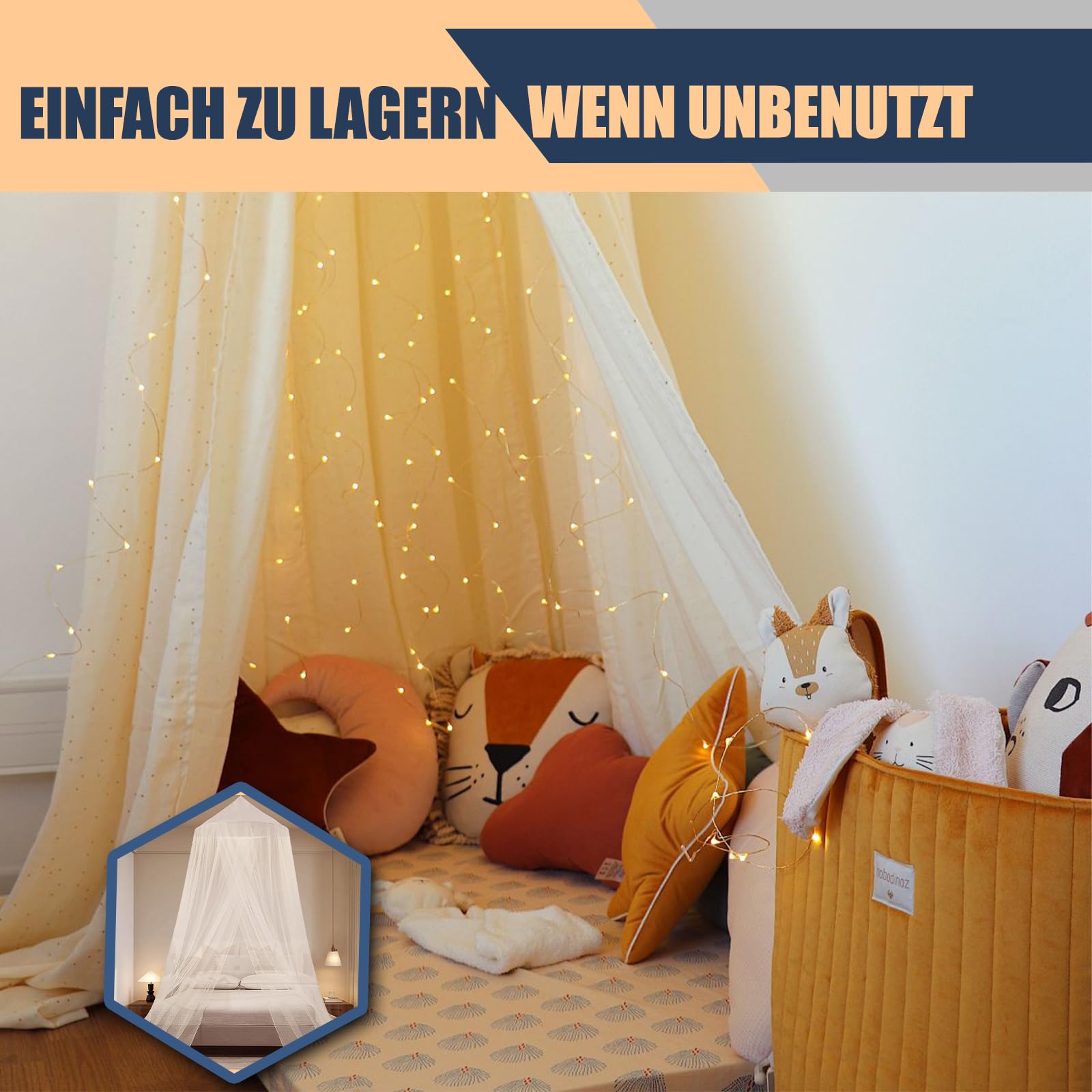 Zanzariera Letto, 60×250×1100cm Zanzariera Letto Matrimoniale, Zanzariera per Letto, Zanzariera Da Letto Baldacchino, Zanzariera a Tenda per Letto, Adatto Per Interni Ed Esterni