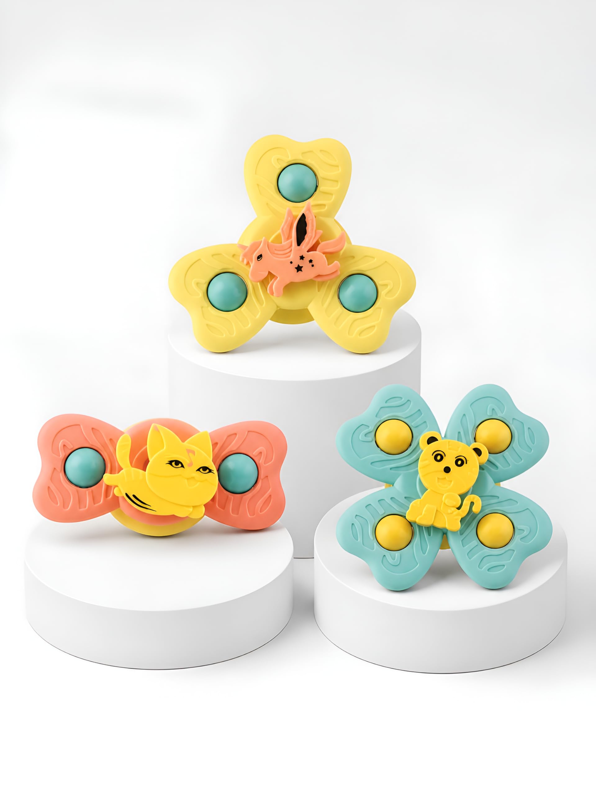 Baby Spinner Toys (3 PCS Set) | Suction Cup Sensory Bath & Travel Toys for 6–18 Months Babies | Spinning Toy for Window, Table & Car-image-26