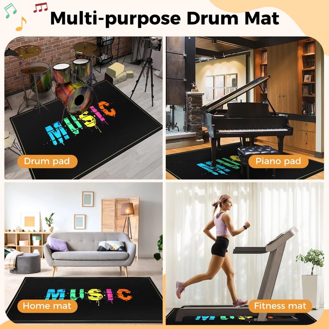 Schlagzeugteppich, Schlagzeugmatte, Elektrischer Schlagzeugteppich, Schalldichte Teppichpolster, Schlagzeugzubehör für E-Drums, Jazz-Drum-Set, Geschenk für Schlagzeuger, Schlagzeugzubehör,47"x63"