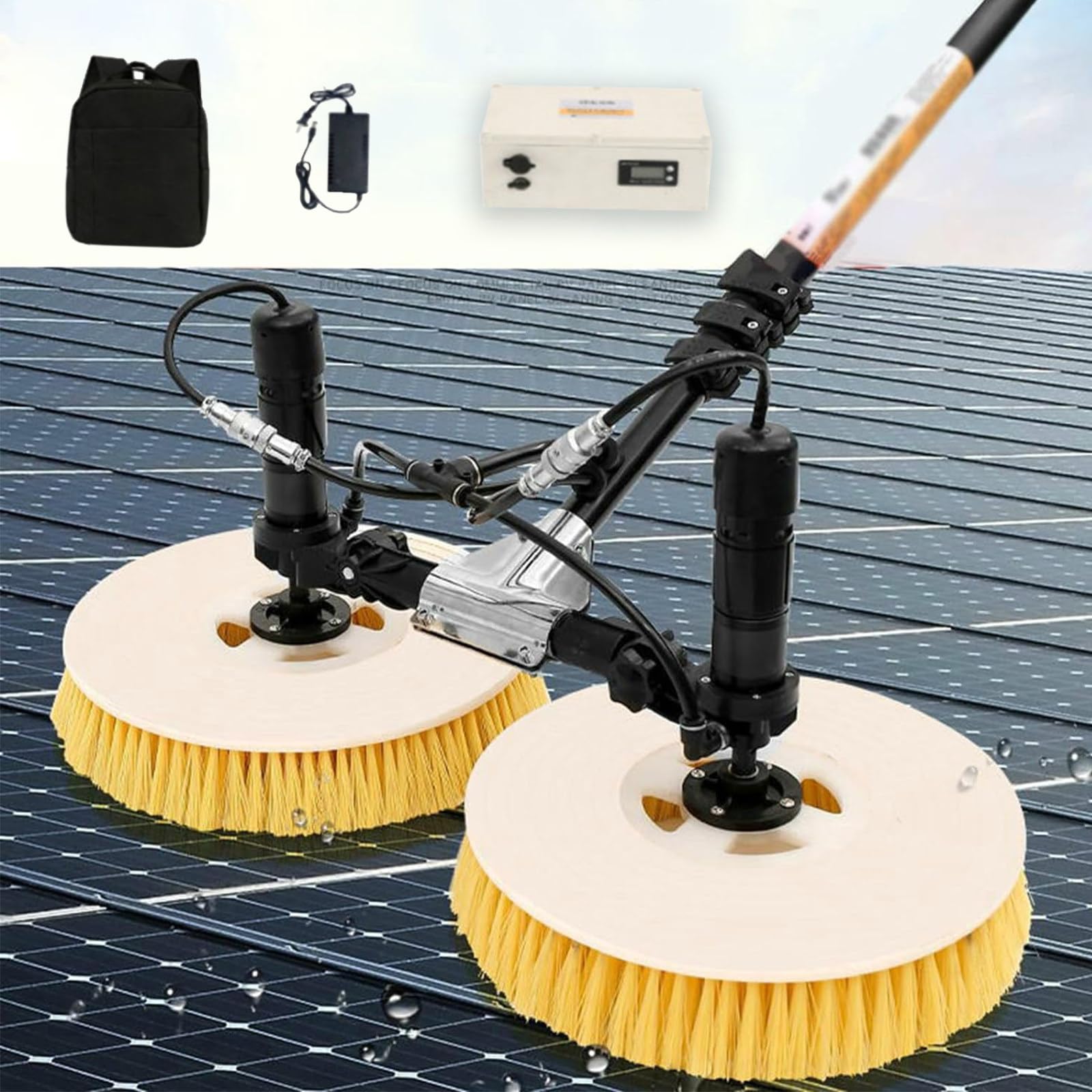 HADECOLL Solar Panel Cleaning Tool, Adjustable Water Fed Poles Cleaning Kit, Washing Equipment Cleaner Tool For Caravan Solar Panel Deck, Included Lithium Battery,7.5M,Size_Name-5.5M