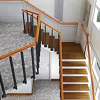 Vista 31 de 42/40/38/36/34in Square Stair Baluster Posts- 270° Adjustable Metal Railing Spindles with Flat Bracket Base and Screws Kits; Iron Posts are Suitable