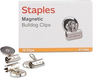 Staples Magnetic Bulldog Clips, 1.25" Width, Metallic Finish, 54 Pack – Strong‑Hold Clips for Whiteboards, Signs & Office Displays