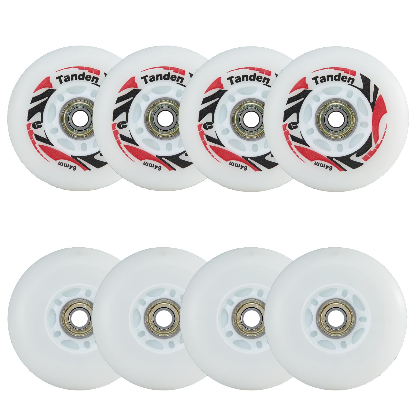 Lot de 8 roues de rechange pour patins à roues alignées de 64 mm avec roulements ABEC-9 lumineux